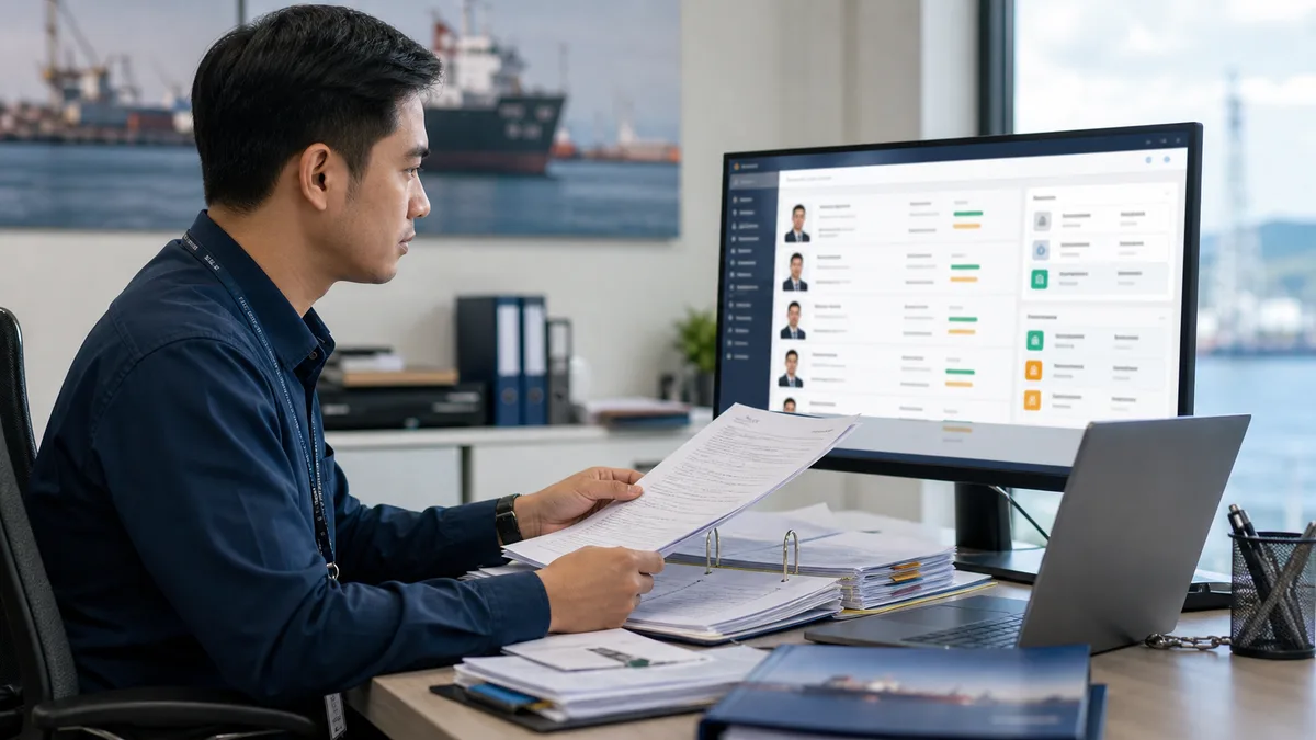 Illustration of seafarer database software for manning agencies